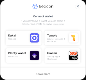 The Beacon wallet connection popup