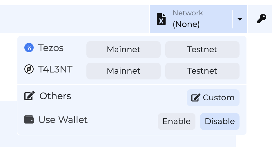 Selecting Custom in the list of networks