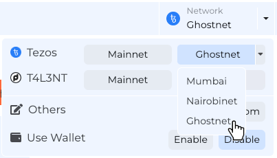 Selecting Ghostnet in the list of networks