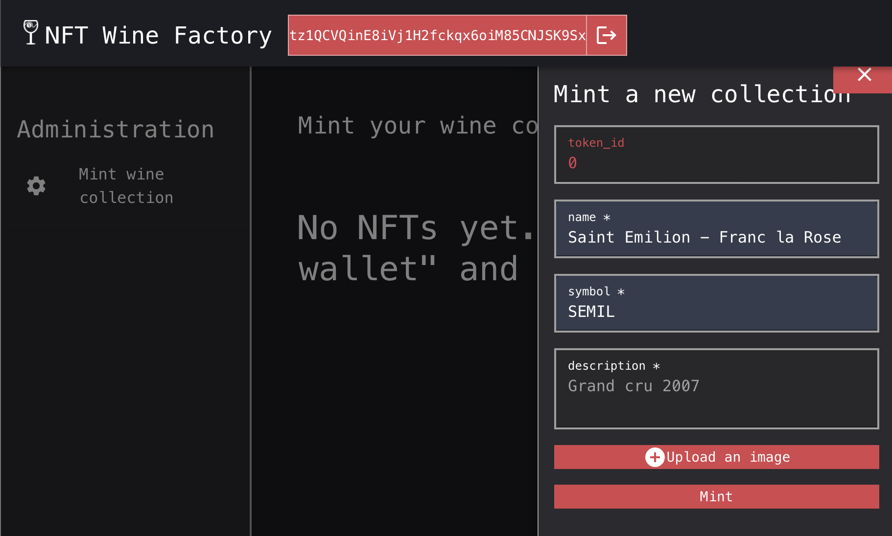 Waiting for confirmation that the NFT was minted