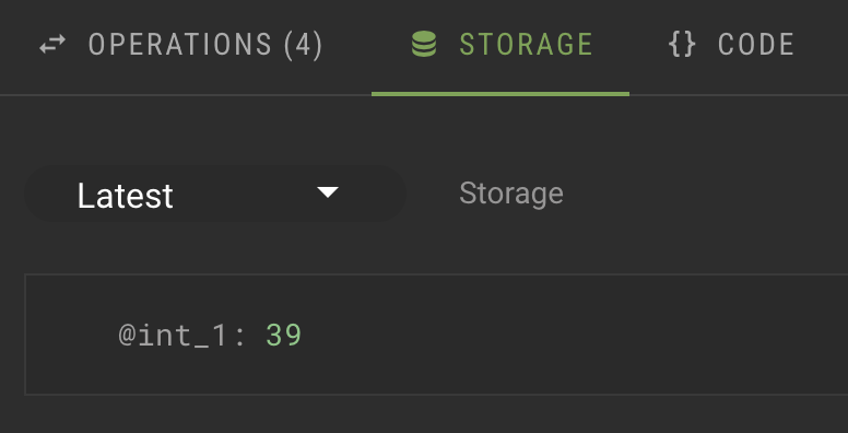 Updated storage value