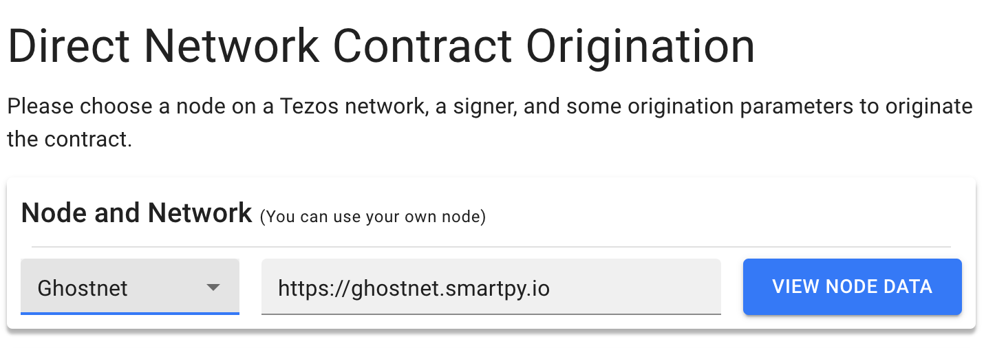 Selecting the Ghostnet network and default RPC node